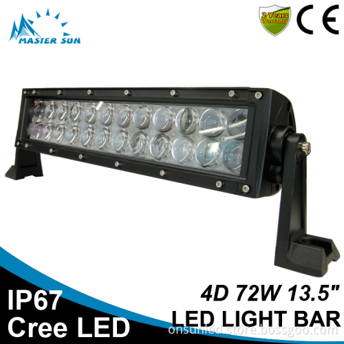 Waterproof 4D 13.5inch 72w led tractor work light car led light bar off road led light bar
